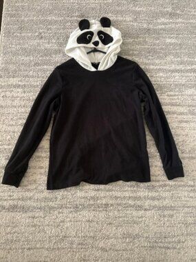 Soft Black and White Panda Hoodie Sweater from George